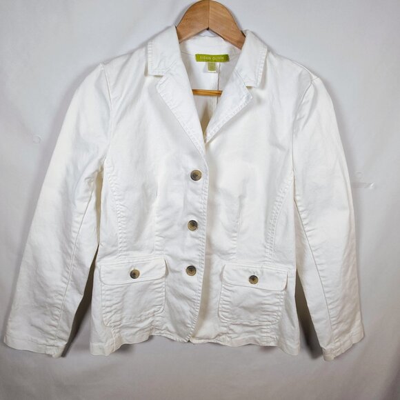 Sigrid Olson Women's Medium White Button-Down Blazer - Picture 1 of 12